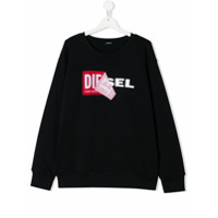 Diesel Kids TEEN logo print sweatshirt - Azul