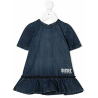 Diesel Kids Vestido jeans com acabamento de babados - Azul