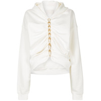 Dion Lee ruched chain-link detailed hoodie - Branco