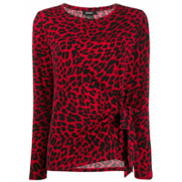 DKNY Blusa com estampa de leopardo - Vermelho
