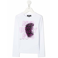Dkny Kids Blusa mangas longas com estampa de logo - Branco