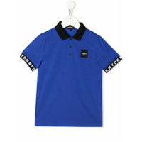 Dkny Kids Camisa polo com acabamento contrastante - Azul