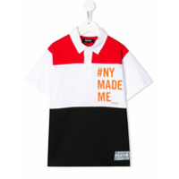 Dkny Kids Camisa polo de algodão color block - Preto