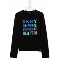 Dkny Kids Camiseta com slogan holográfico - Preto