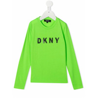 Dkny Kids Camiseta mangas longas com estampa de logo - Verde