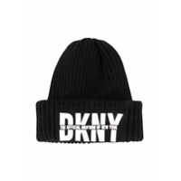 Dkny Kids Gorro de tricô canelado com logo - Preto