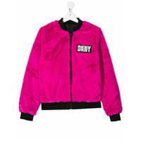 Dkny Kids Jaqueta bomber com patch de logo - Rosa