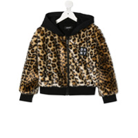 Dkny Kids Jaqueta com estampa de leopardo e acabamento de plumas - Amarelo