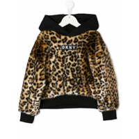 Dkny Kids Moletom com capuz e estampa de logo e leopardo - Marrom