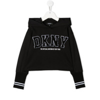 Dkny Kids Moletom com capuz e estampa de logo - Preto