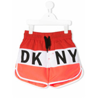 Dkny Kids Short de natação com listras e logo - Vermelho
