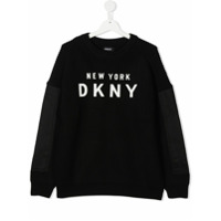 Dkny Kids Suéter decote careca com estampa de logo - Preto