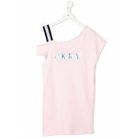 Dkny Kids Vestido assimétrico com estampa de logo - Rosa