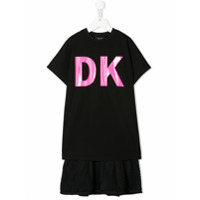 Dkny Kids Vestido reto com estampa de logo - Preto