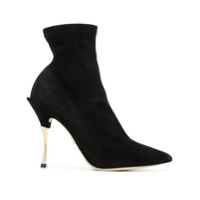 Dolce & Gabbana Ankle boot bico fino de couro e camurça - Preto