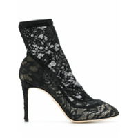 Dolce & Gabbana Ankle boot de couro e renda - Preto
