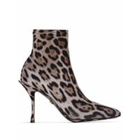 Dolce & Gabbana Ankle boot meia animal print - Marrom