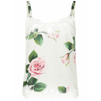 Dolce & Gabbana Blusa alças finas com estampa de rosa - Branco