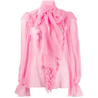 Dolce & Gabbana Blusa com laço na gola e babados - Rosa