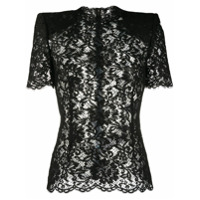 Dolce & Gabbana Blusa com ombros estruturados e renda - Preto