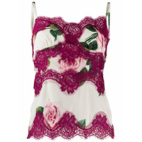 Dolce & Gabbana Blusa com renda e estampa de rosas - Neutro