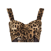 Dolce & Gabbana Blusa cropped com estampa de leopardo - Marrom