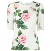 Dolce & Gabbana Blusa sim com estampa de rosas tropicais - Branco