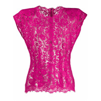 Dolce & Gabbana Blusa translúcida com renda floral - Rosa