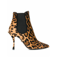 Dolce & Gabbana Bota marrom com estampa de leopardo e salto agulha