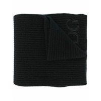 Dolce & Gabbana Cachecol de tricô canelado com logo bordado - Preto