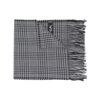 Dolce & Gabbana Cachecol xadrez de lã com logo - Preto