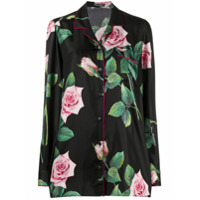 Dolce & Gabbana Camisa com estampa de rosas tropicais - Preto