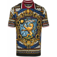 Dolce & Gabbana Camisa polo com estampada de leão - Preto