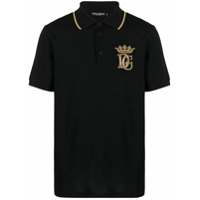 Dolce & Gabbana Camisa polo com logo bordado - Preto