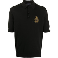 Dolce & Gabbana Camisa polo de tricô com logo bordado - Preto