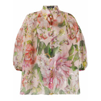 Dolce & Gabbana Camisa translúcida com estampa floral - Rosa
