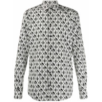 Dolce & Gabbana Camisa xadrez com estampa de logo - Preto