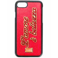 Dolce & Gabbana Capa para iPhone 7/8 'L'Amore È Bellezza' de couro - Vermelho