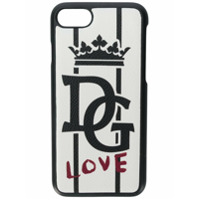 Dolce & Gabbana Capa para iPhone 8 'DG Love' de couro - Branco