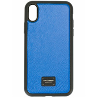 Dolce & Gabbana Capa para iPhone X com placa de logo - Azul