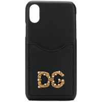 Dolce & Gabbana Capa para iPhone X com placa de logo - Preto