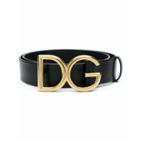 Dolce & Gabbana Cinto de couro com logo DG - Preto