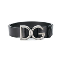 Dolce & Gabbana Cinto de fivela em couro com logo - Preto