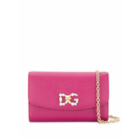 Dolce & Gabbana Clutch com aplicação de cristais no logo - Rosa