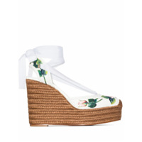 Dolce & Gabbana Espadrille de couro com salto 130mm e estampa de rosa - Branco