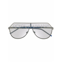 Dolce & Gabbana Eyewear Óculos de sol aviador com logo - Cinza
