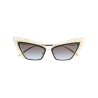 Dolce & Gabbana Eyewear Óculos de sol gatinho com aplicação de esfera perolada - Dourado