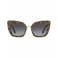Dolce & Gabbana Eyewear Óculos de sol oversized com glitter - Preto