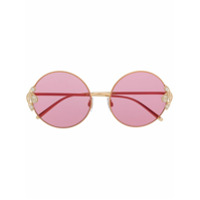 Dolce & Gabbana Eyewear pearl-embellished round-frame sunglasses - Dourado