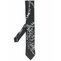 Dolce & Gabbana Gravata de seda com logo estampado - Preto